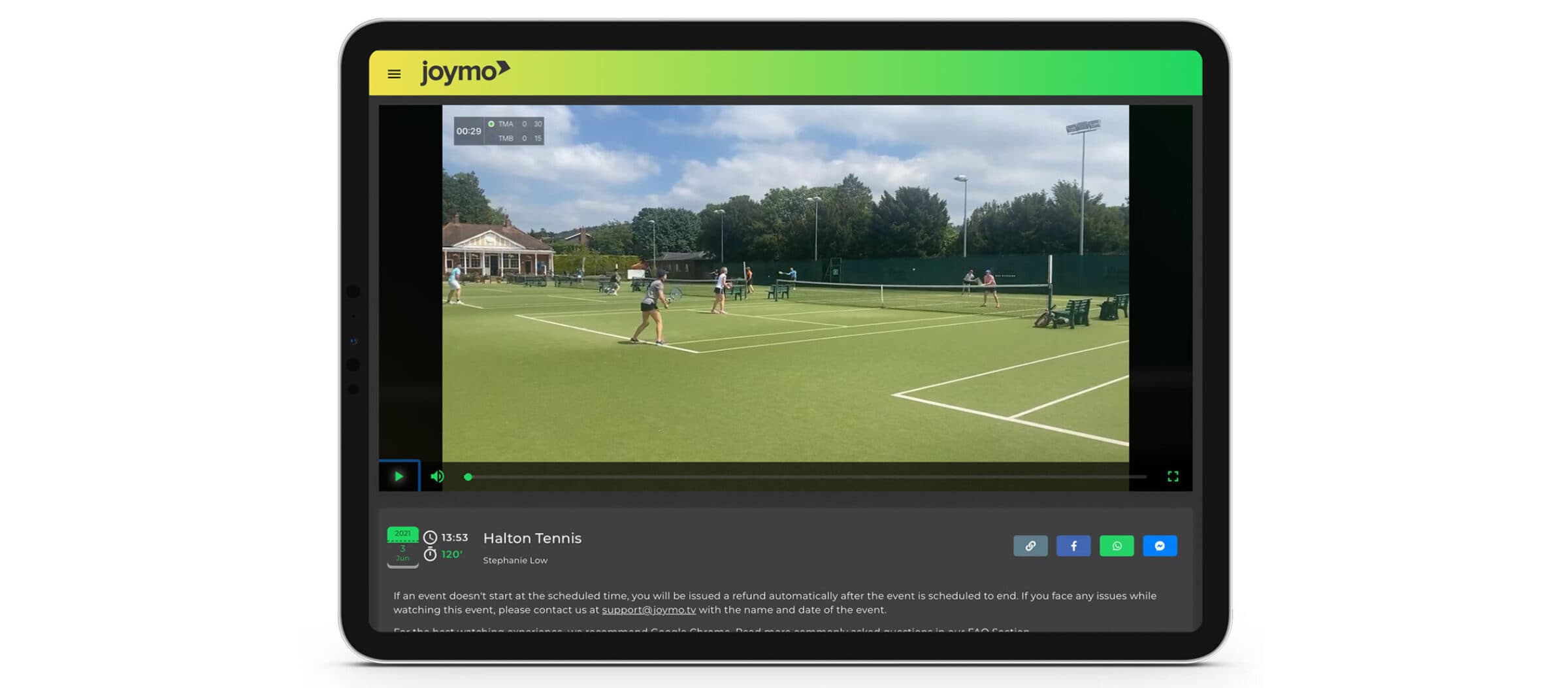 RAF tennis test stream